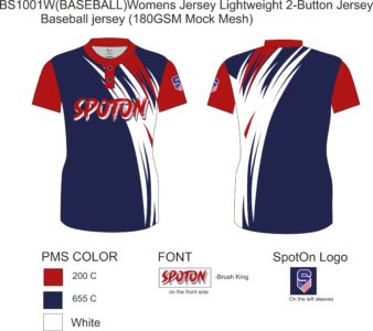 BS1001W(BASEBALL)Womens Jersey Lightweight 2-Button Jersey
