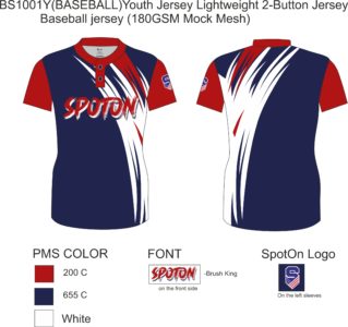 BS1001Y(BASEBALL)Youth Jersey Lightweight 2-Button Jersey