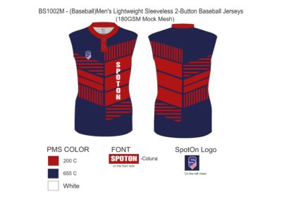 BS1002M(BASEBALL)2-Button Jersey Lightwieght Sleeveless