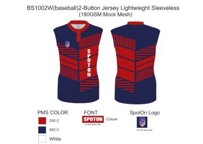 BS1002W(baseball)2-Button Jersey Lightwieght Sleeveless
