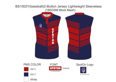 BS1002Y(baseball)2-Button Jersey Lightwieght Sleeveless