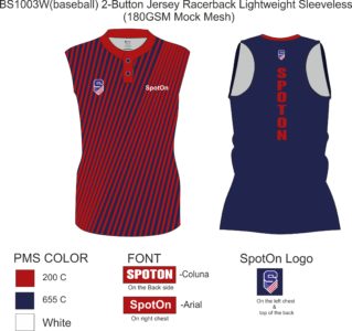 BS1003W(baseball) 2-Button Jersey Racerback Lightweight Sleeveless2