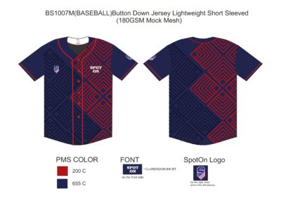 BS1007M(BASEBALL)Button Down Jersey Lightweight Short Sleeved6-2