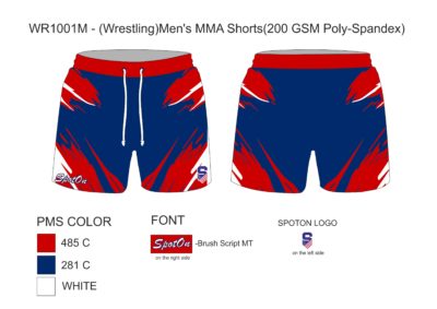 WR1001M - (Wrestling)Men's MMA Shorts(200 GSM Poly-Spandex)