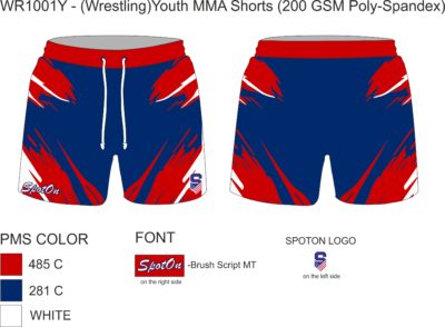 WR1001Y - (Wrestling)Youth MMA Shorts (200 GSM Poly-Spandex)