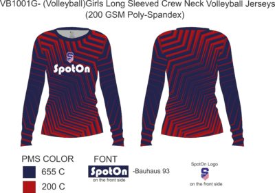 VB1001G- (Volleyball)Girls Long Sleeved Crew Neck Volleyball jersey