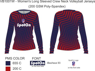 VB1001W - Women's Long Sleeved Crew Neck Volleyball Jerseys