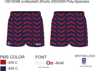 VB1004B (volleyball) Shorts 200GSM Poly-Spandex