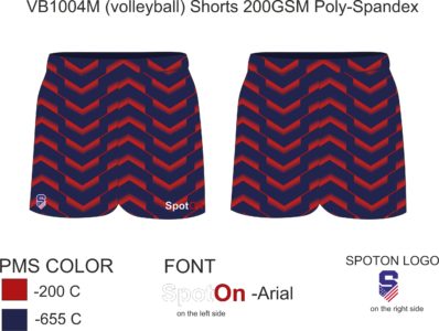 VB1004M (volleyball) Shorts 200GSM Poly-Spandex